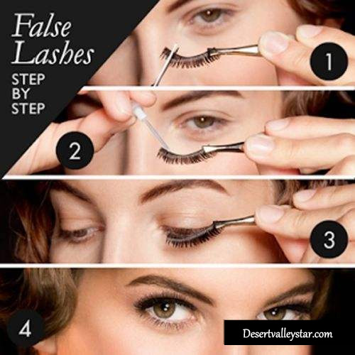 apply false eyelashes step by step